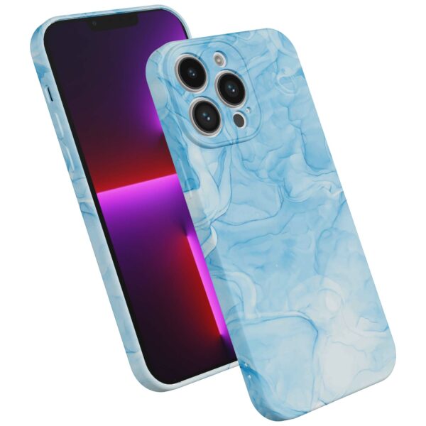 lichtblauw marmer opdruk_iPhone 13 Pro telefoonhoesje met volledige rondom bedrukking (2)