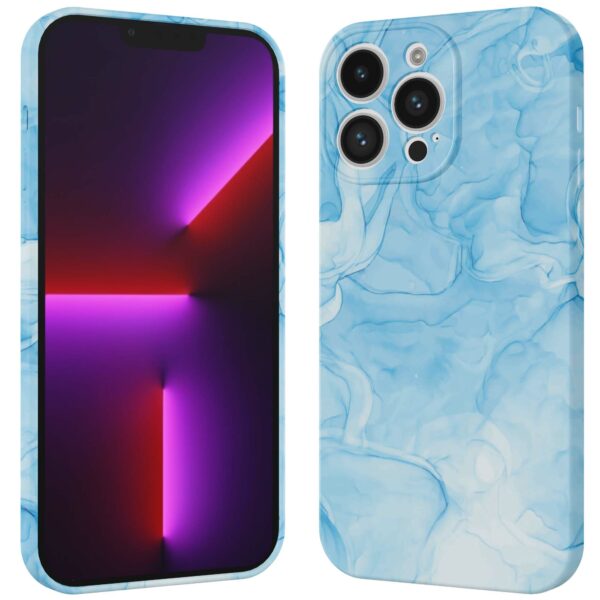 lichtblauw marmer opdruk_iPhone 13 Pro telefoonhoesje met volledige rondom bedrukking (3)
