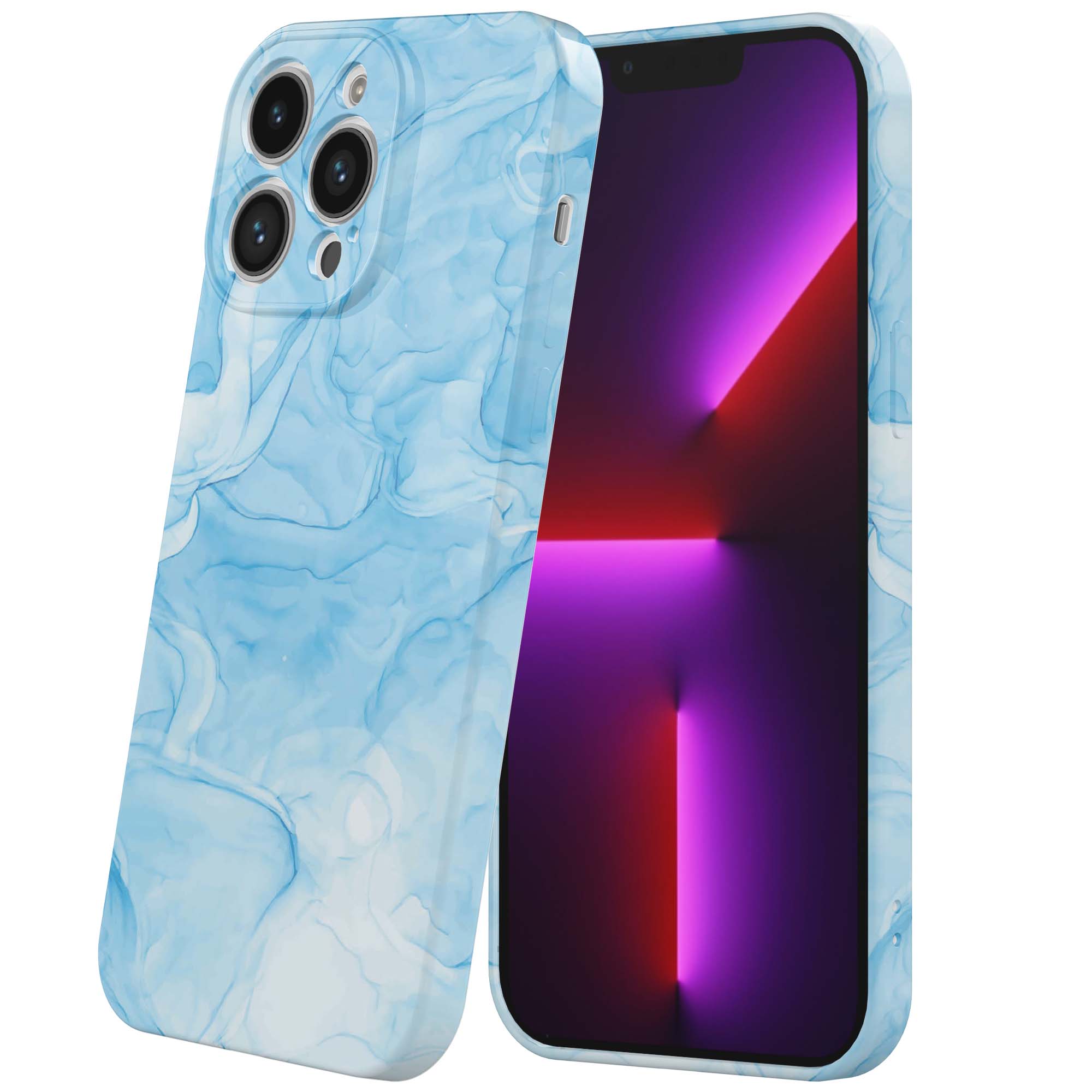 lichtblauw marmer opdruk_iPhone 13 Pro telefoonhoesje met volledige rondom bedrukking (6)