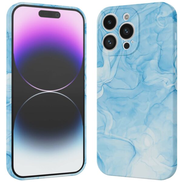 lichtblauw marmer opdruk_iPhone 14 Pro Max telefoonhoesje met volledige rondom bedrukking (3)