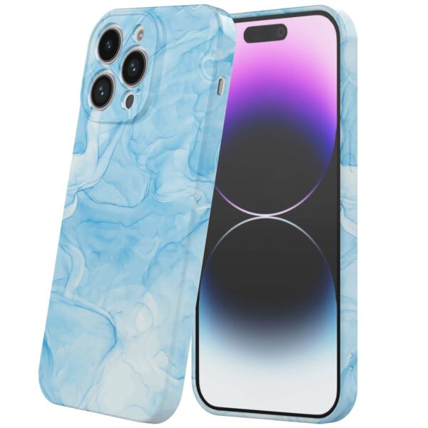 lichtblauw marmer opdruk_iPhone 14 Pro Max telefoonhoesje met volledige rondom bedrukking (6)