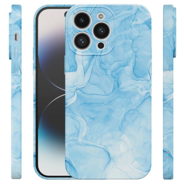 lichtblauw marmer opdruk_iPhone 14 Pro telefoonhoesje met volledige rondom bedrukking (4)