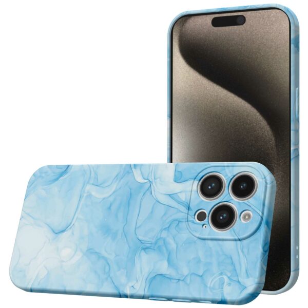 lichtblauw marmer opdruk_iPhone 15 Pro Max telefoonhoesje met volledige rondom bedrukking (1)