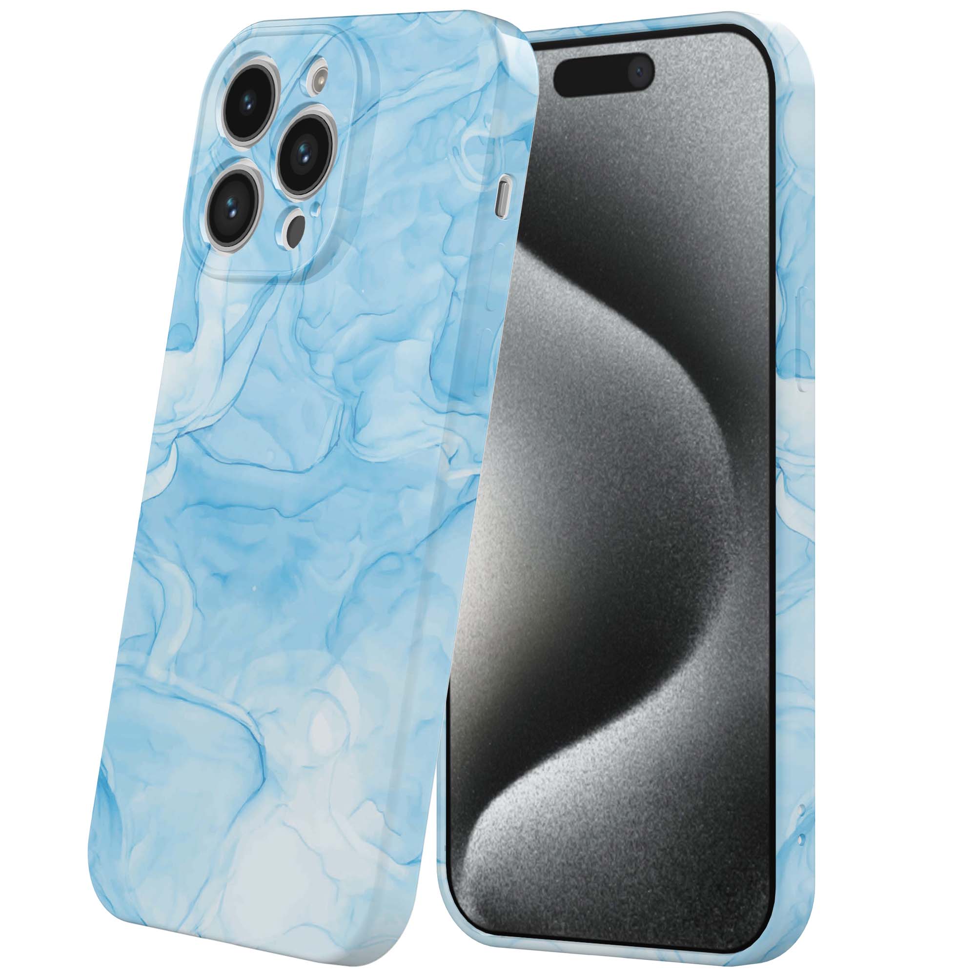 lichtblauw marmer opdruk_iPhone 15 Pro telefoonhoesje met volledige rondom bedrukking (6)