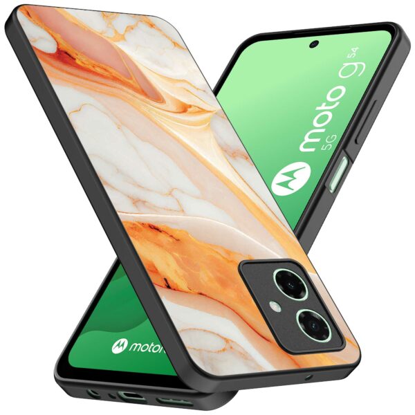 oranje marmer opdruk_Motorola Moto G54 telefoonhoesje