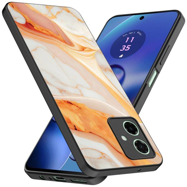 oranje marmer opdruk_Motorola Moto G55 telefoonhoesje (2)