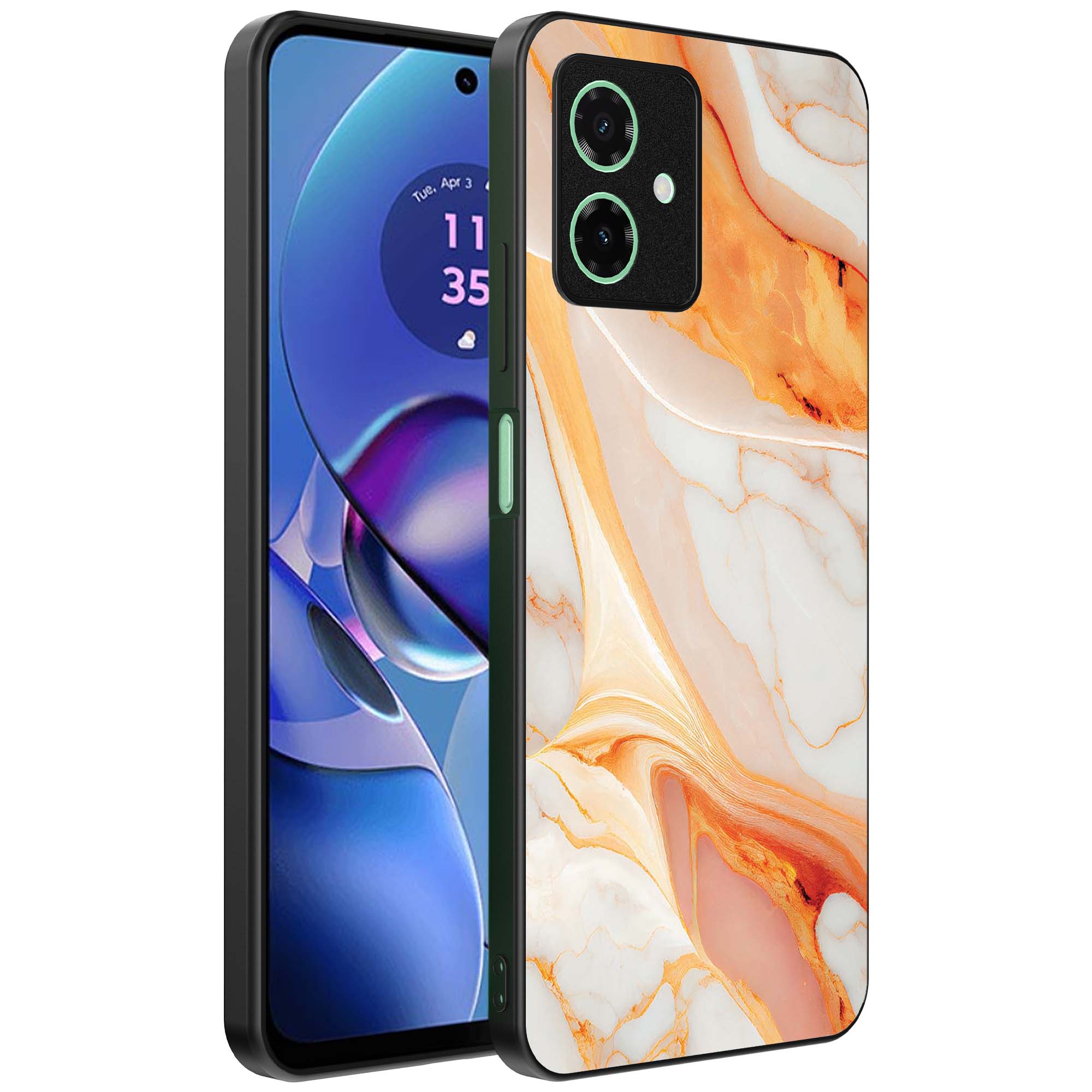 oranje marmer opdruk_Motorola Moto G64 telefoonhoesje (1)