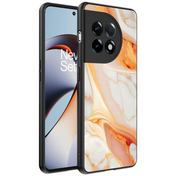 oranje marmer opdruk_OnePlus 11R Telefoonhoesje (1)