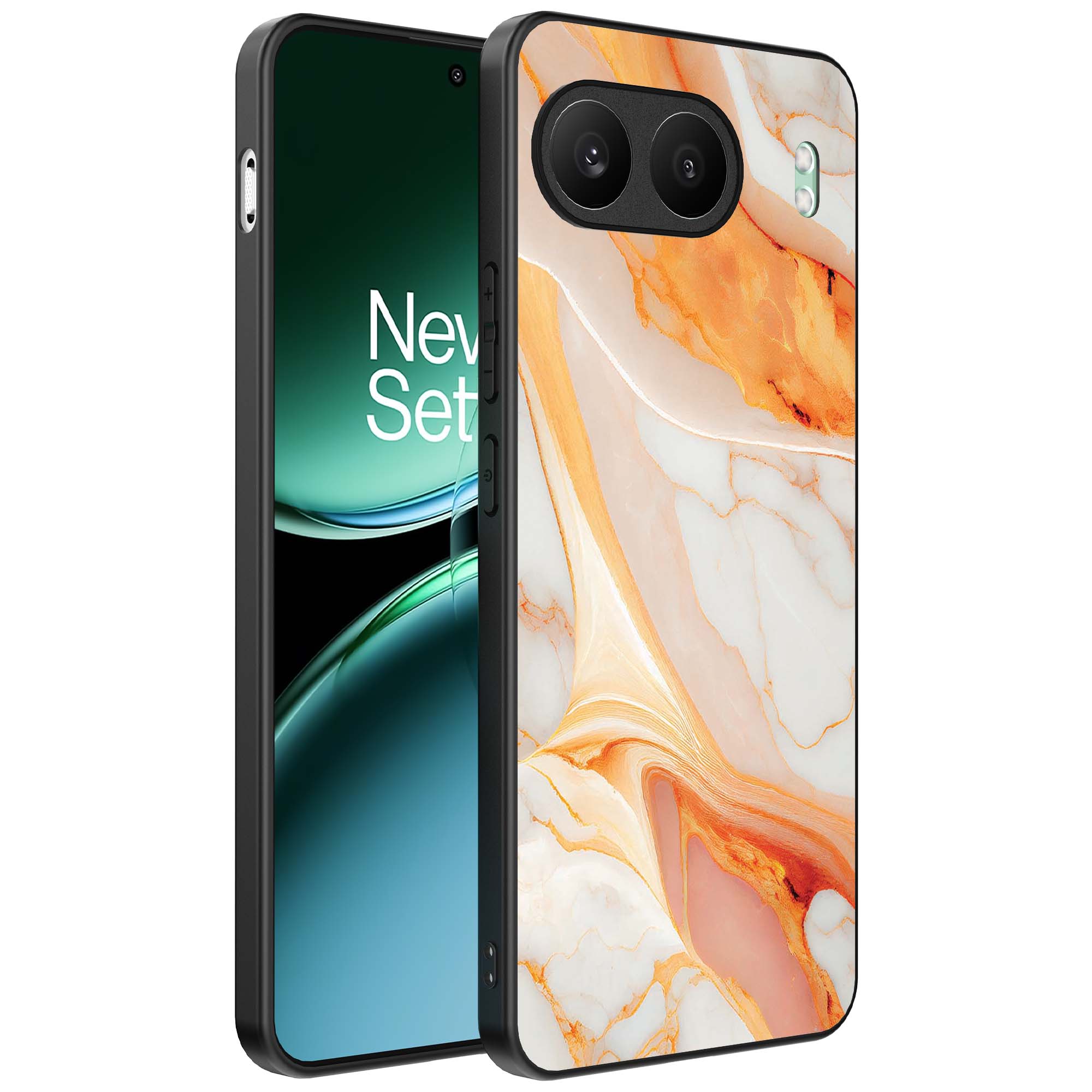 oranje marmer opdruk_OnePlus Nord 4 Telefoonhoesje (1)