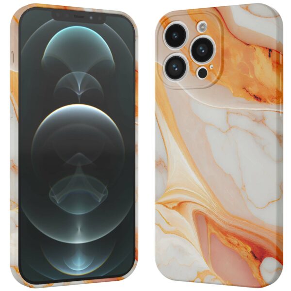oranje marmer opdruk_iPhone 12 Pro Max telefoonhoesje met volledige rondom bedrukking (3)