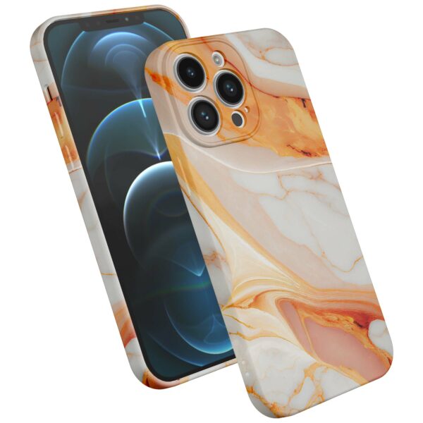 oranje marmer opdruk_iPhone 12 Pro telefoonhoesje met volledige rondom bedrukking (2)