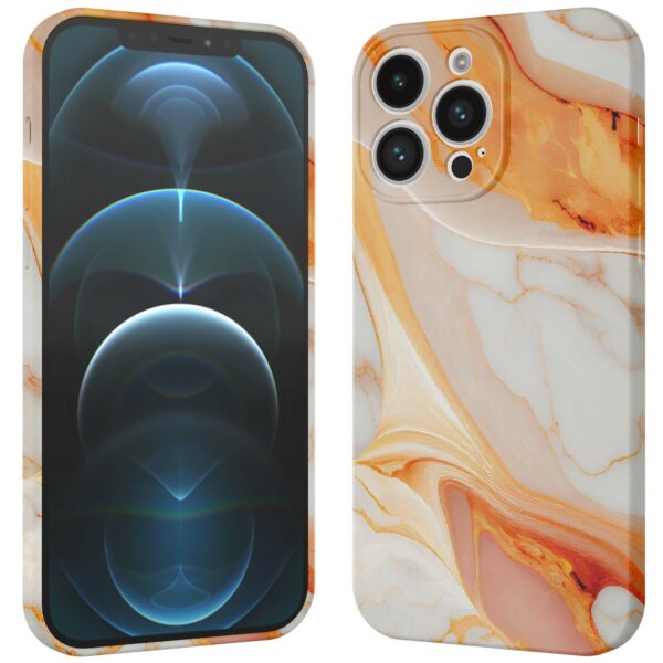 oranje marmer opdruk_iPhone 12 Pro telefoonhoesje met volledige rondom bedrukking (3)