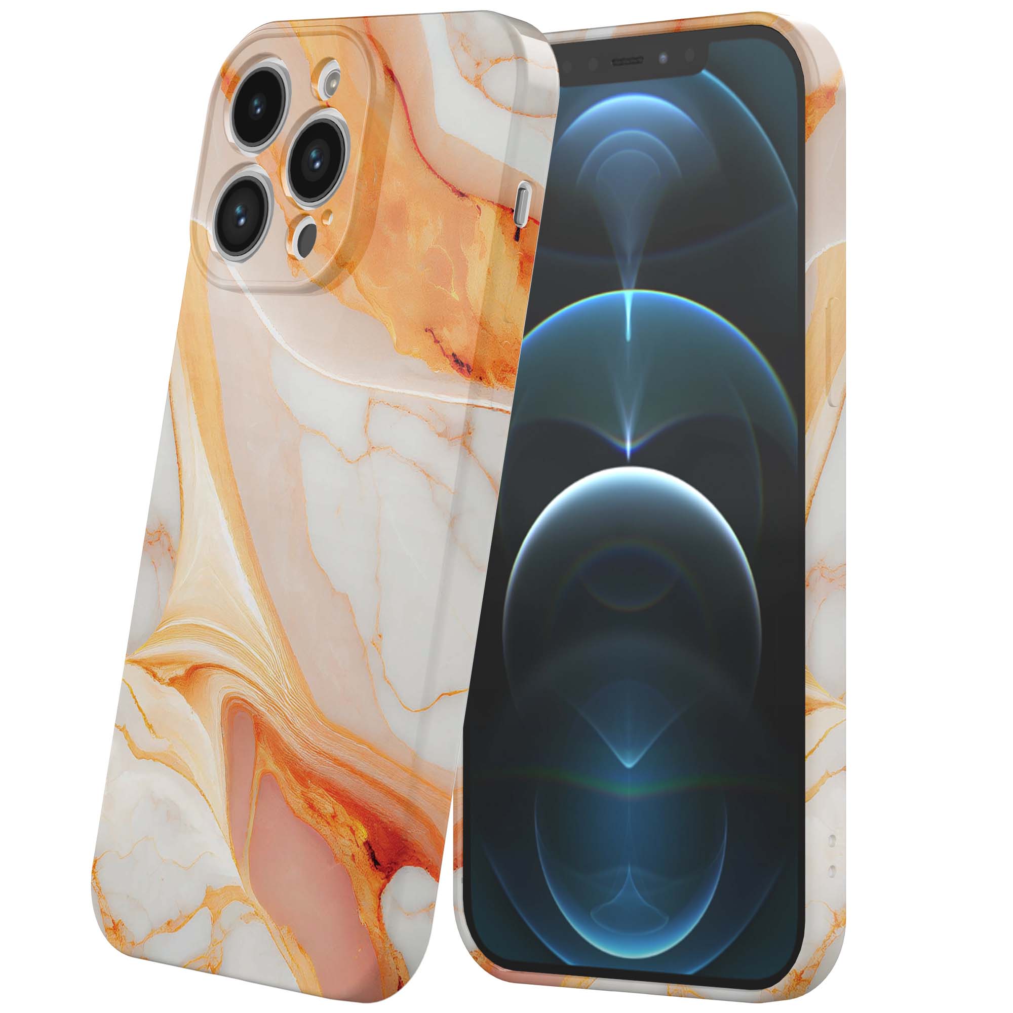 oranje marmer opdruk_iPhone 12 Pro telefoonhoesje met volledige rondom bedrukking (6)