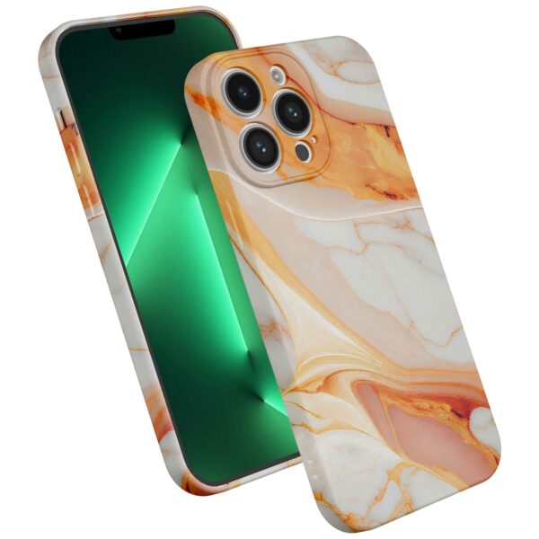 oranje marmer opdruk_iPhone 13 Pro Max telefoonhoesje met volledige rondom bedrukking (2)