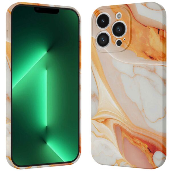 oranje marmer opdruk_iPhone 13 Pro Max telefoonhoesje met volledige rondom bedrukking (3)