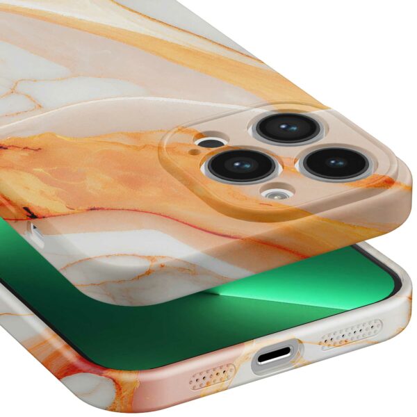 oranje marmer opdruk_iPhone 13 Pro Max telefoonhoesje met volledige rondom bedrukking (5)