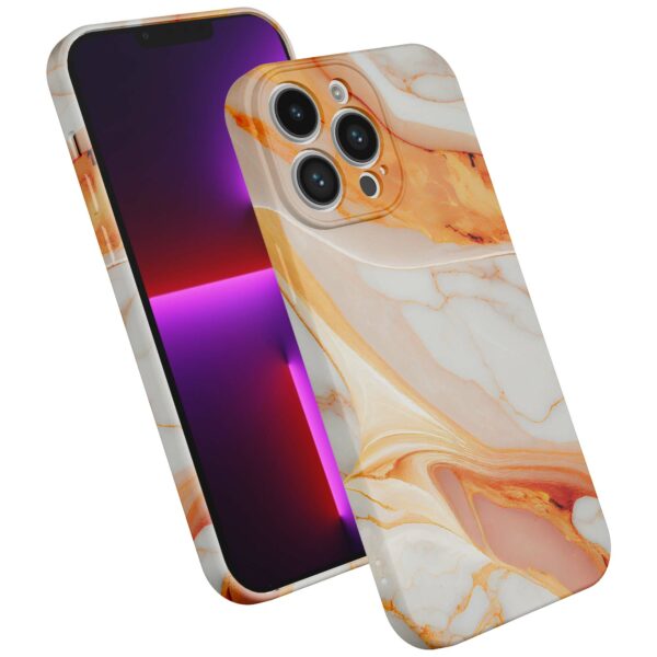 oranje marmer opdruk_iPhone 13 Pro telefoonhoesje met volledige rondom bedrukking (2)