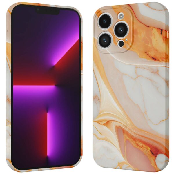 oranje marmer opdruk_iPhone 13 Pro telefoonhoesje met volledige rondom bedrukking (3)