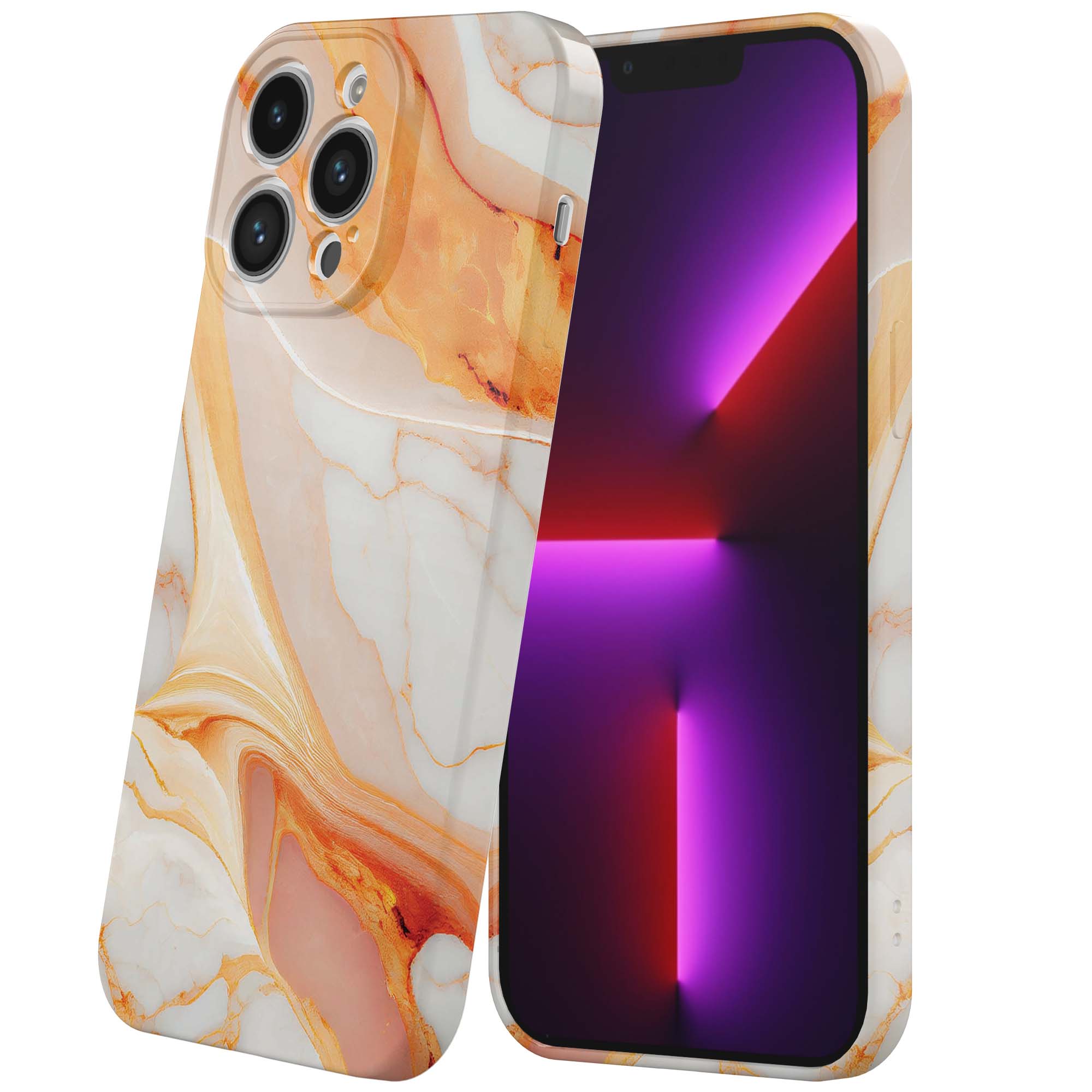 oranje marmer opdruk_iPhone 13 Pro telefoonhoesje met volledige rondom bedrukking (6)