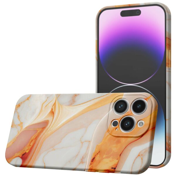 oranje marmer opdruk_iPhone 14 Pro Max telefoonhoesje met volledige rondom bedrukking (1)