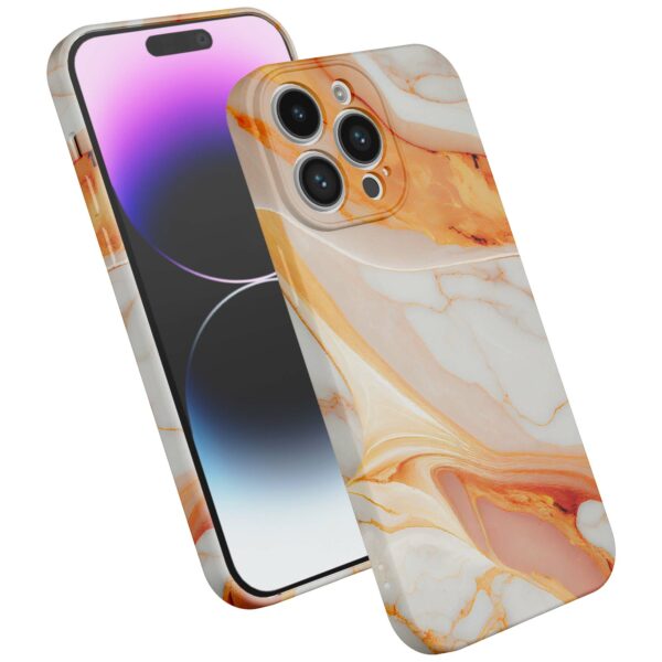 oranje marmer opdruk_iPhone 14 Pro Max telefoonhoesje met volledige rondom bedrukking (2)