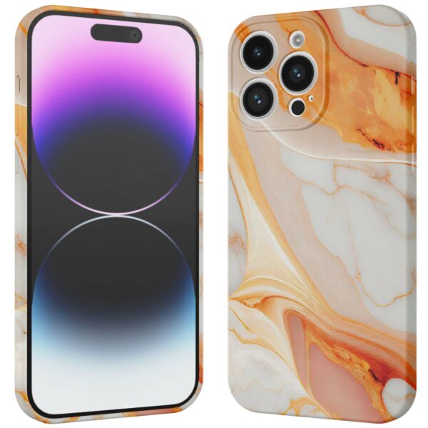 oranje marmer opdruk_iPhone 14 Pro Max telefoonhoesje met volledige rondom bedrukking (3)