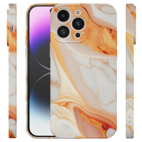 oranje marmer opdruk_iPhone 14 Pro Max telefoonhoesje met volledige rondom bedrukking (4)