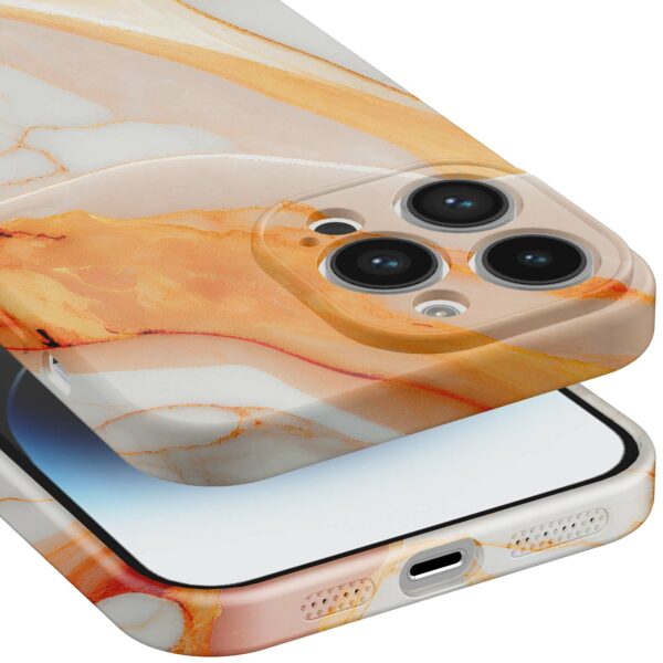 oranje marmer opdruk_iPhone 14 Pro Max telefoonhoesje met volledige rondom bedrukking (5)