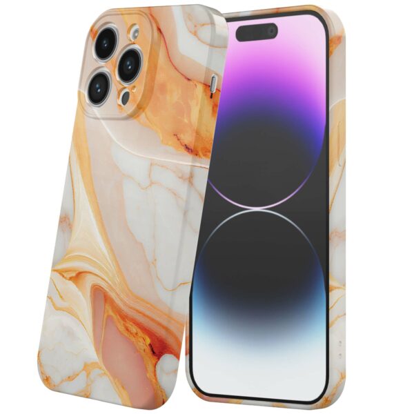 oranje marmer opdruk_iPhone 14 Pro Max telefoonhoesje met volledige rondom bedrukking (6)