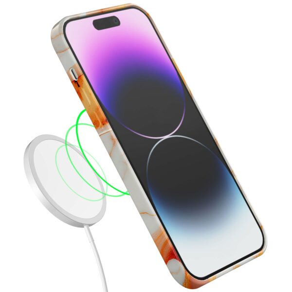 oranje marmer opdruk_iPhone 14 Pro Max telefoonhoesje met volledige rondom bedrukking (7)