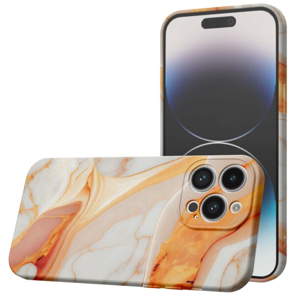 oranje marmer opdruk_iPhone 14 Pro telefoonhoesje met volledige rondom bedrukking (1)