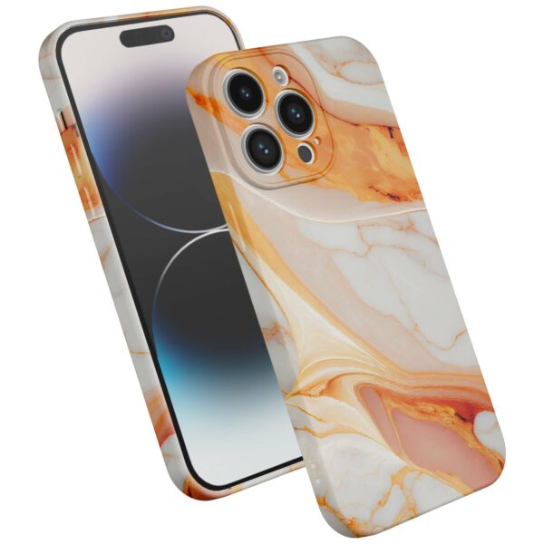 oranje marmer opdruk_iPhone 14 Pro telefoonhoesje met volledige rondom bedrukking (2)