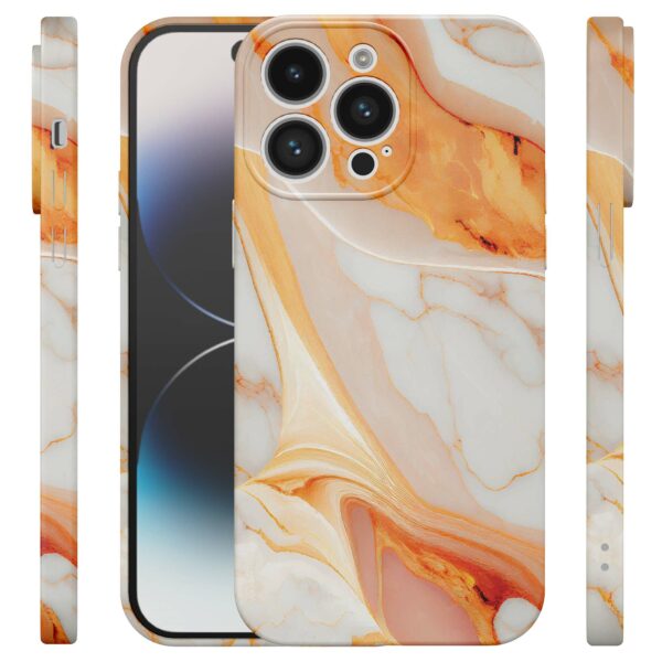 oranje marmer opdruk_iPhone 14 Pro telefoonhoesje met volledige rondom bedrukking (4)