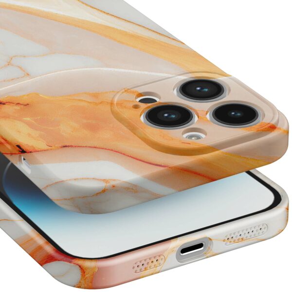 oranje marmer opdruk_iPhone 14 Pro telefoonhoesje met volledige rondom bedrukking (5)