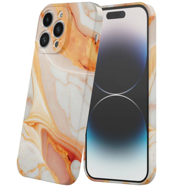 oranje marmer opdruk_iPhone 14 Pro telefoonhoesje met volledige rondom bedrukking (6)