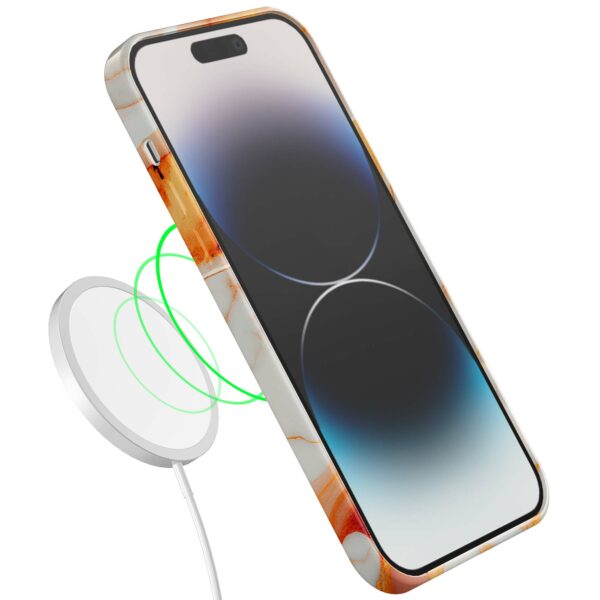 oranje marmer opdruk_iPhone 14 Pro telefoonhoesje met volledige rondom bedrukking (7)