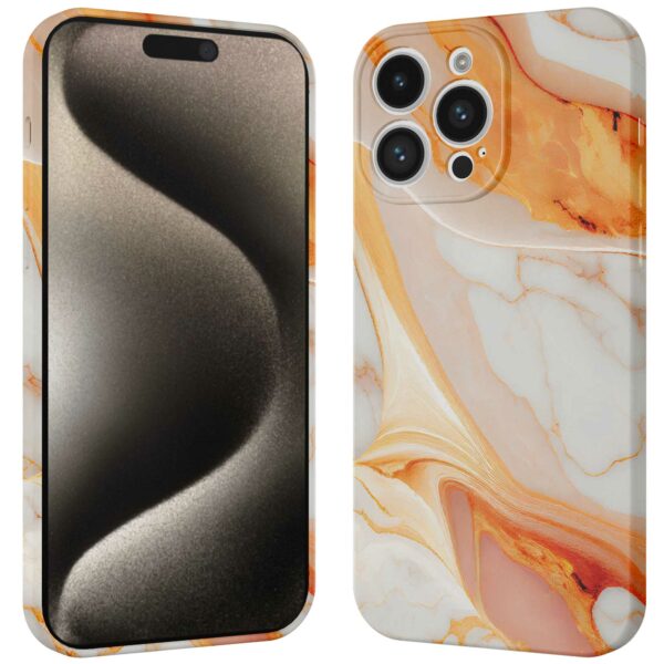 oranje marmer opdruk_iPhone 15 Pro Max telefoonhoesje met volledige rondom bedrukking (3)