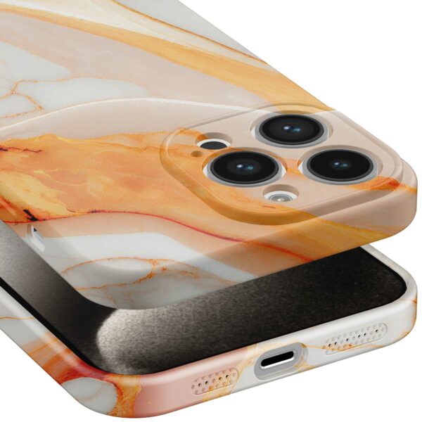 oranje marmer opdruk_iPhone 15 Pro Max telefoonhoesje met volledige rondom bedrukking (5)