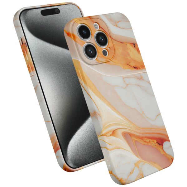 oranje marmer opdruk_iPhone 15 Pro telefoonhoesje met volledige rondom bedrukking (2)