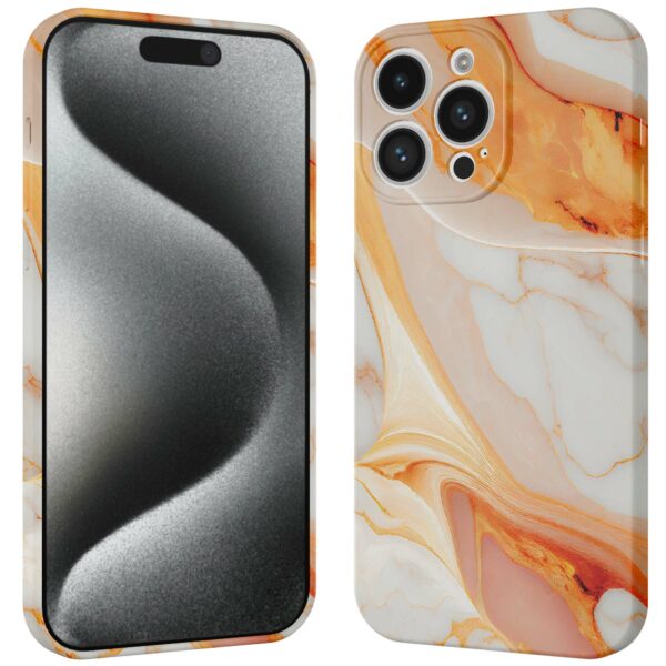 oranje marmer opdruk_iPhone 15 Pro telefoonhoesje met volledige rondom bedrukking (3)