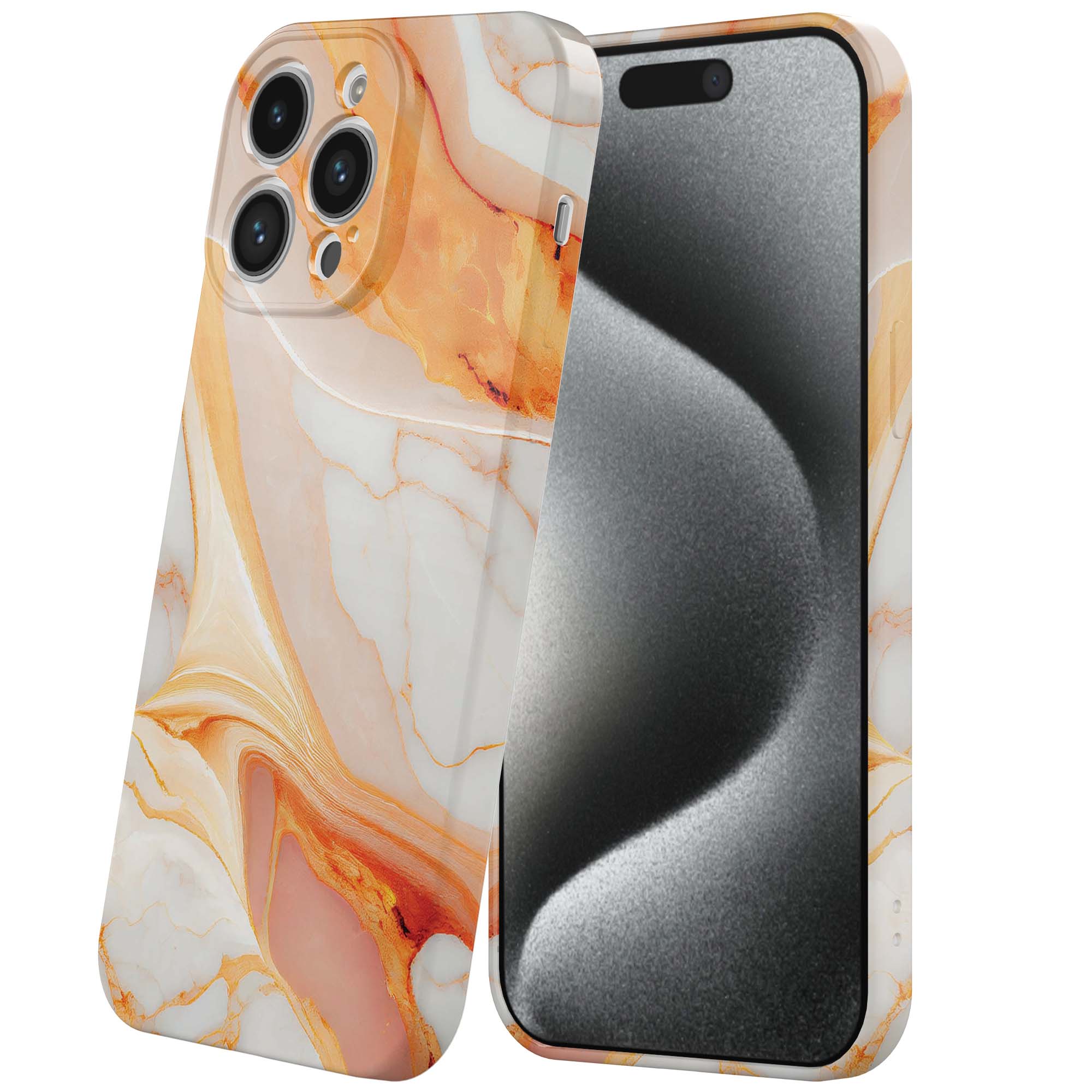 oranje marmer opdruk_iPhone 15 Pro telefoonhoesje met volledige rondom bedrukking (6)