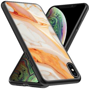 oranje marmer opdruk_iPhone X-Xs telefoonhoesje (2)