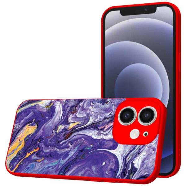 paars goud marmer opdruk_iPhone 12 Telefoonhoesje met rode rand (1)