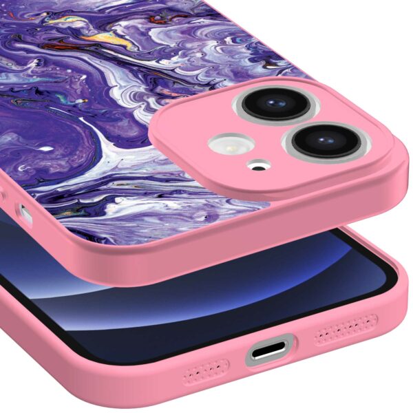 paars goud marmer opdruk_iPhone 12 Telefoonhoesje met roze rand (3)