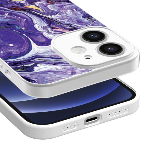 paars goud marmer opdruk_iPhone 12 Telefoonhoesje met witte rand (3)