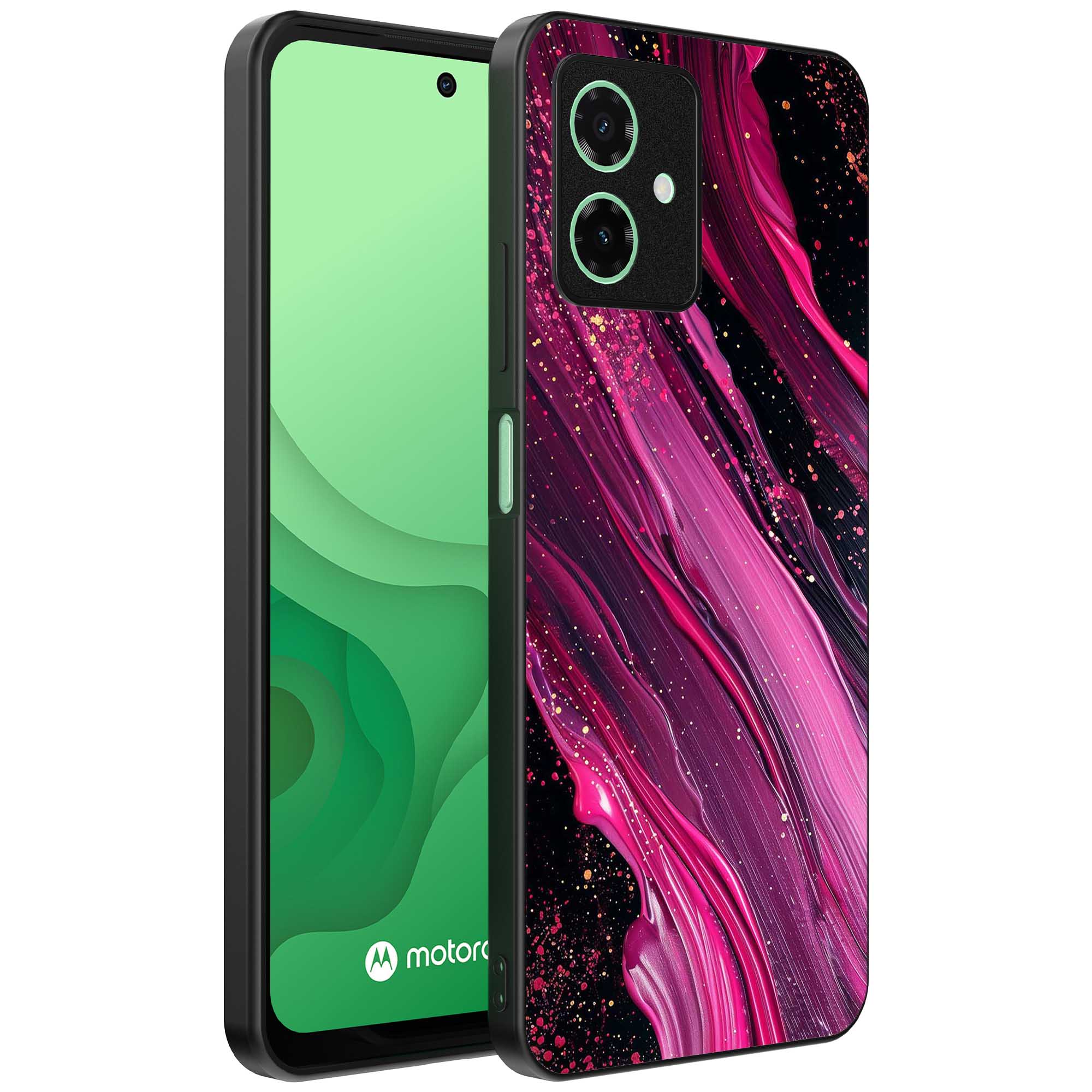 paars roze marmer opdruk_Motorola Moto G54 telefoonhoesje met