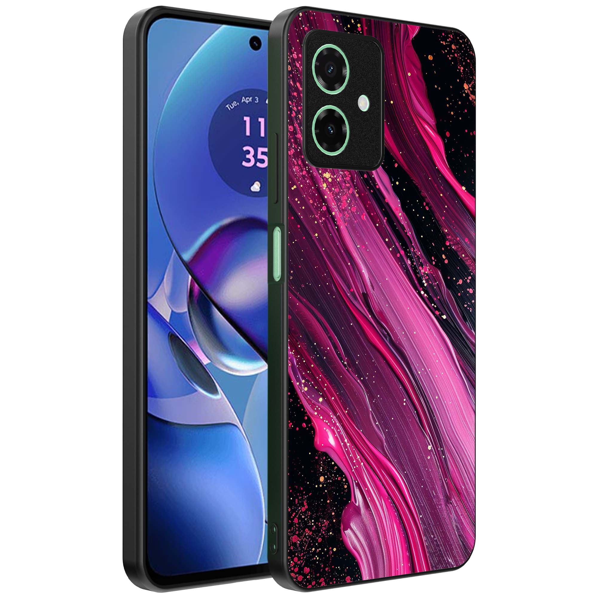 paars roze marmer opdruk_Motorola Moto G55 telefoonhoesje (1)