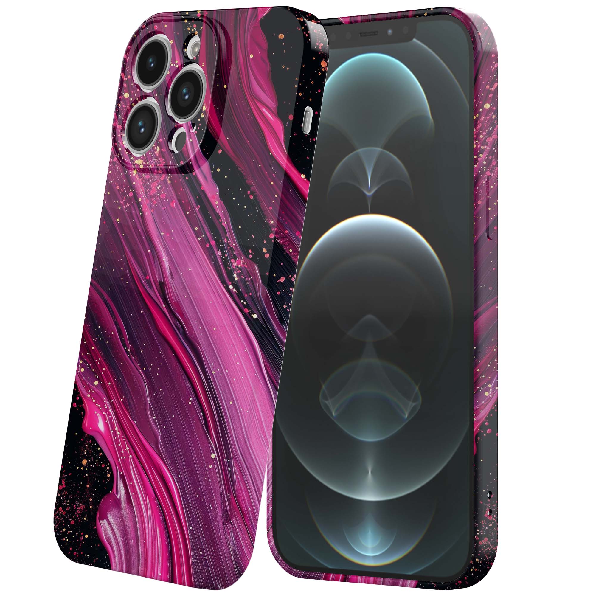 paars roze marmer opdruk_iPhone 12 Pro Max telefoonhoesje met volledige rondom bedrukking (6)