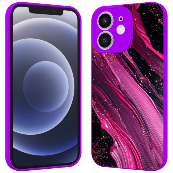 paars roze marmer opdruk_iPhone 12 Telefoonhoesje met paars rand (2)