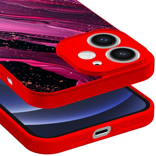 paars roze marmer opdruk_iPhone 12 Telefoonhoesje met rode rand (3)